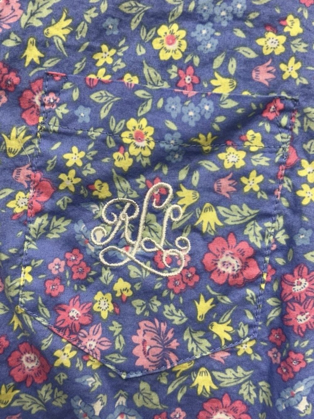 Lauren Ralph Lauren Floral Cotton Sleep Shirt Women’s Medium Embroidered Logo - Picture 5 of 7